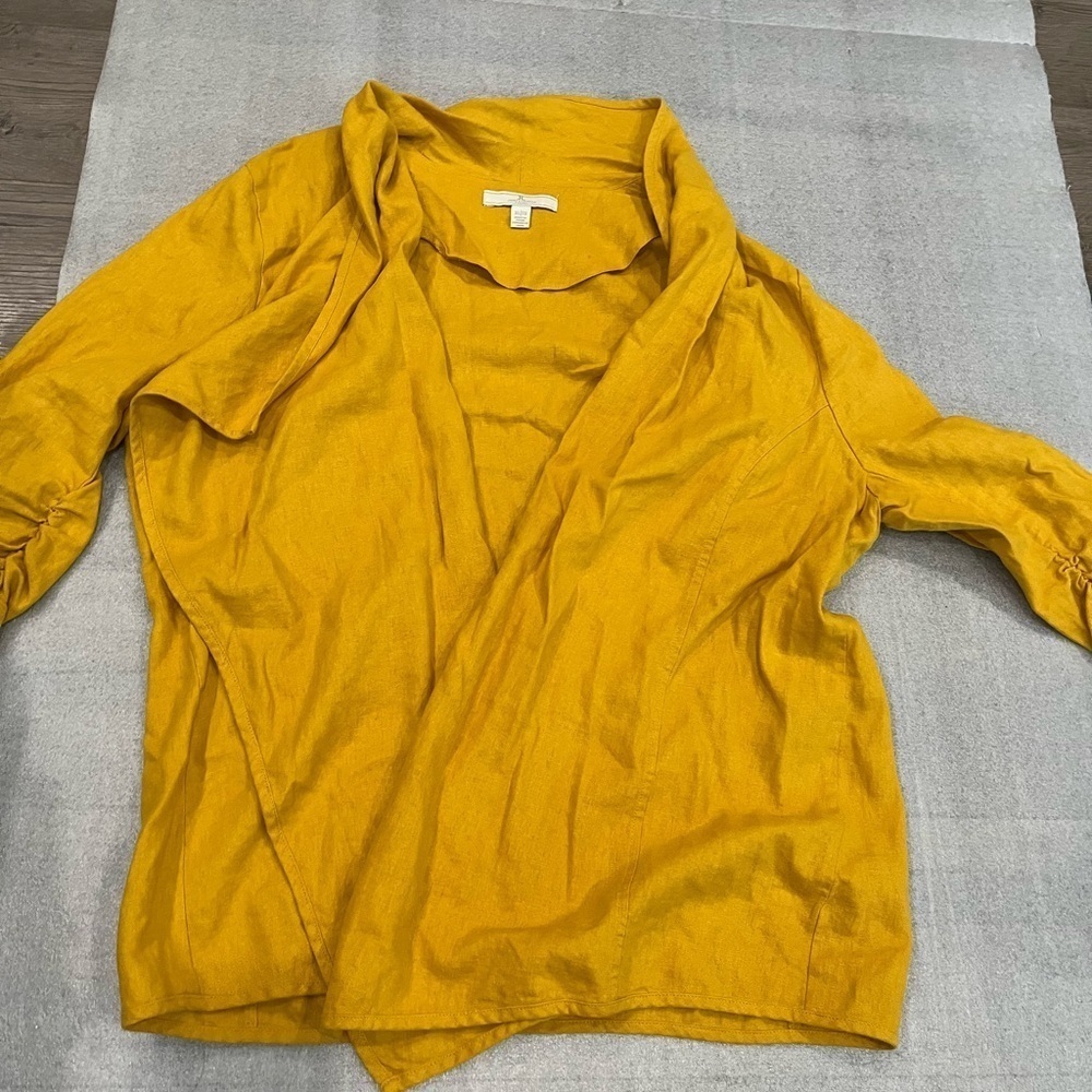 Jules & Leopold Linen Blend Open Cardigan Light Jacket XL Mustard